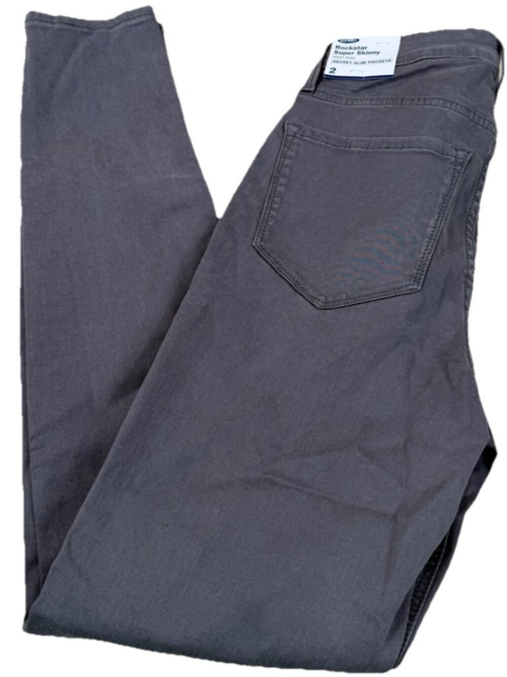 Old Navy Rockstar Sz 2 (24x27.5) Super Skinny Sateen Grey Pants High Rise NWT